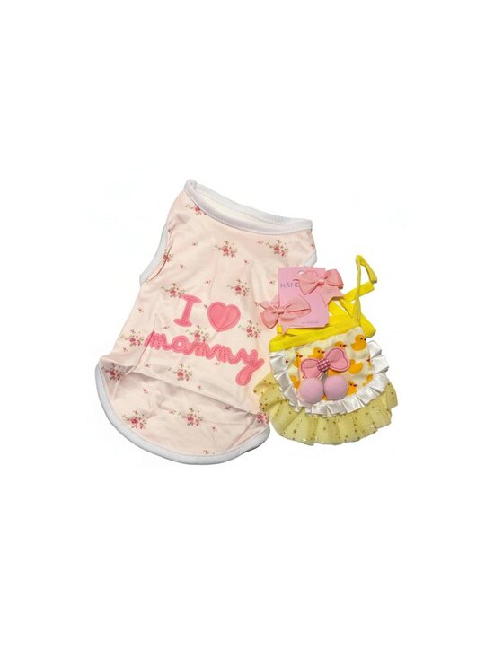 Other - I Love Mommy Dog Outfit Set | Pink Shirt, Tutu & Bows
